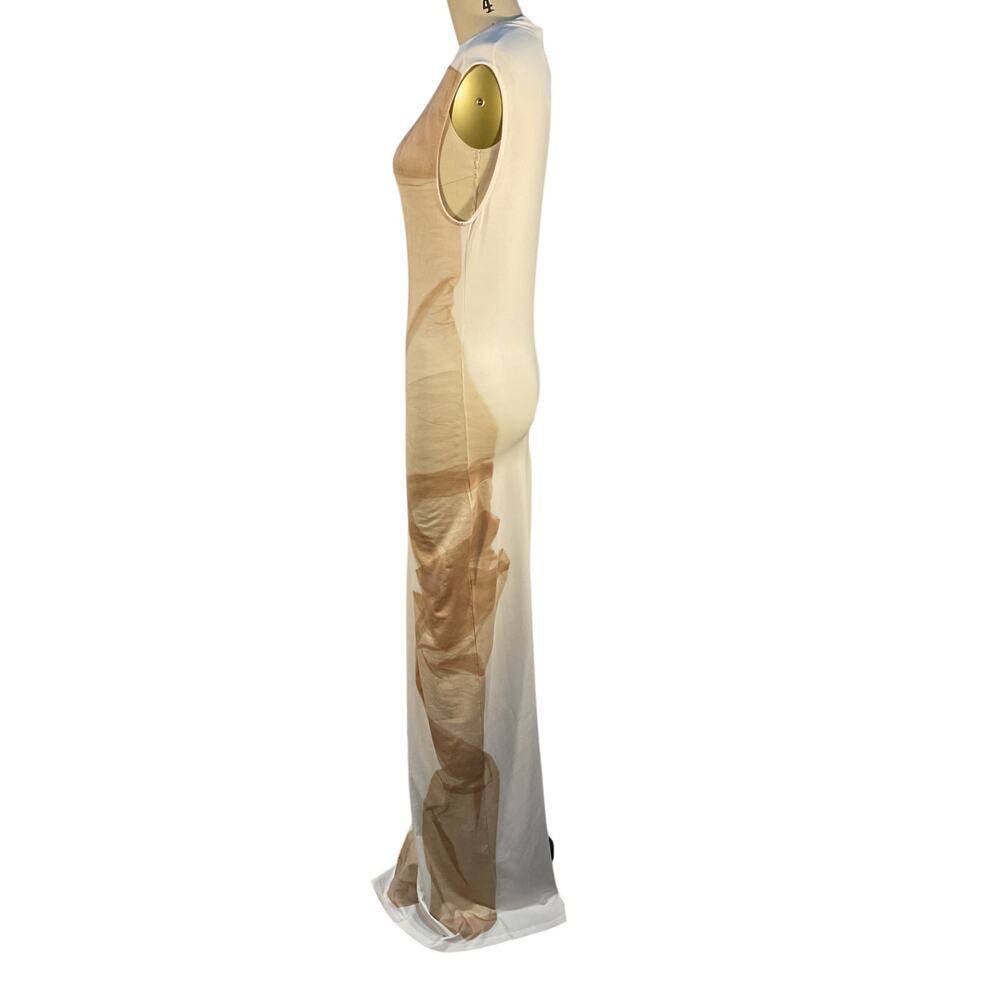 Acne Studios Sleek Tan Sleeveless Maxi Dress Size M NWT - Picture 3 of 5